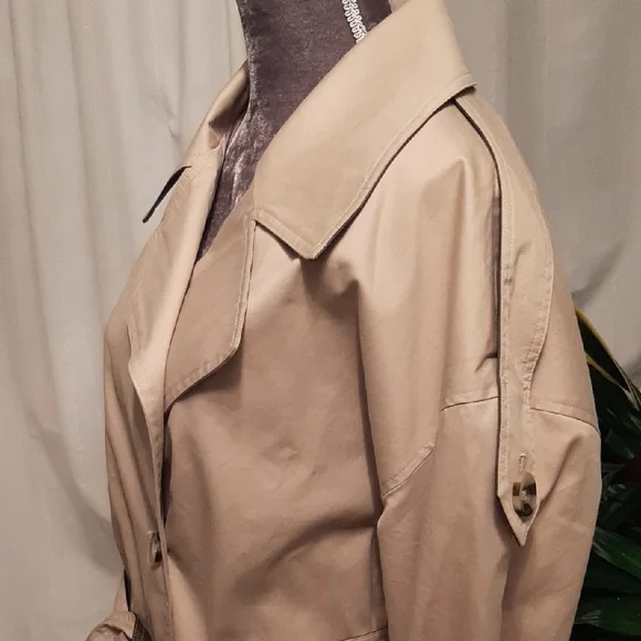 NWT Badgley💝Mischka DOUBLE BREASTED Classic Tan Trench Coat Sz L - Picture 4 of 16